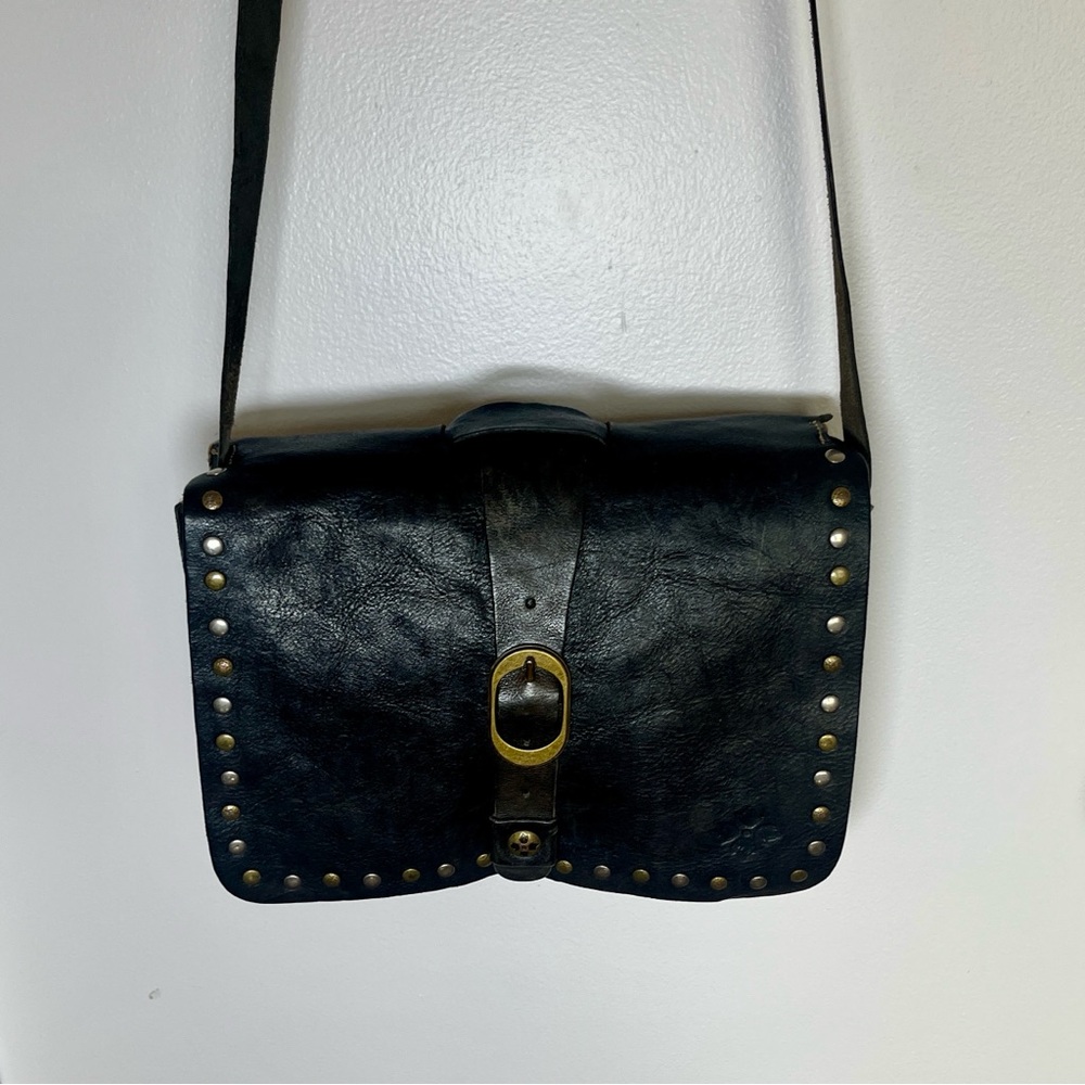 Patricia Nash Mantova Saddle Crossbody, Leather, Chocolate Brown, Western